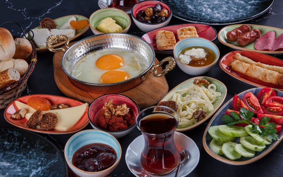 Traditional turkish breakfast flavors